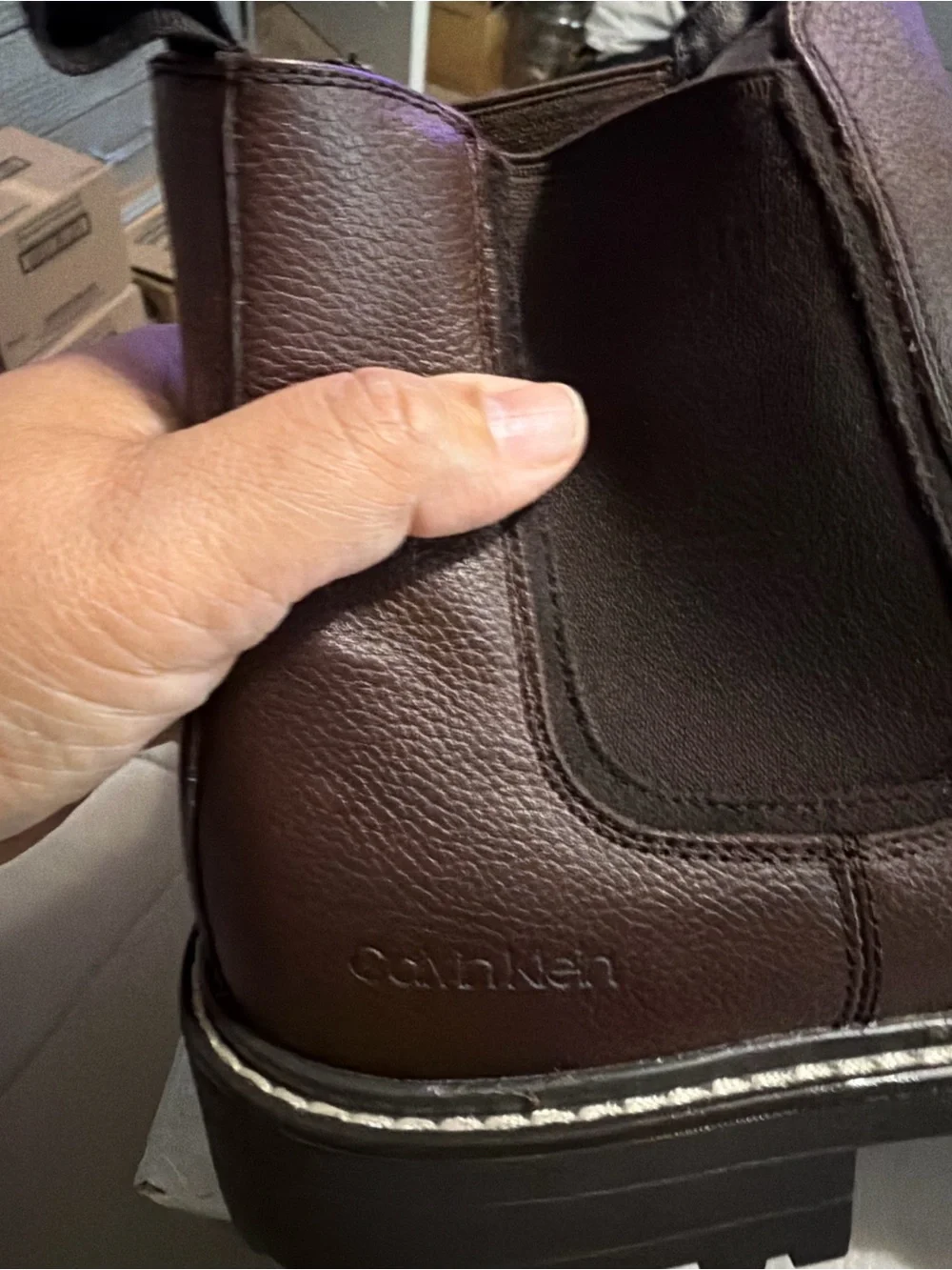 Brand New!!🔥🔥🔥🔥🔥Calvin Klein Men's Brown Leather Letrel Boots.